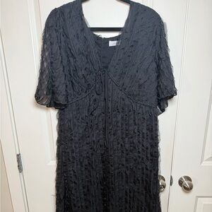 NWT Lisa Says Gah Isabelle Black Ruffle Textured Sheer Dress Whimsygoth Sz 2X